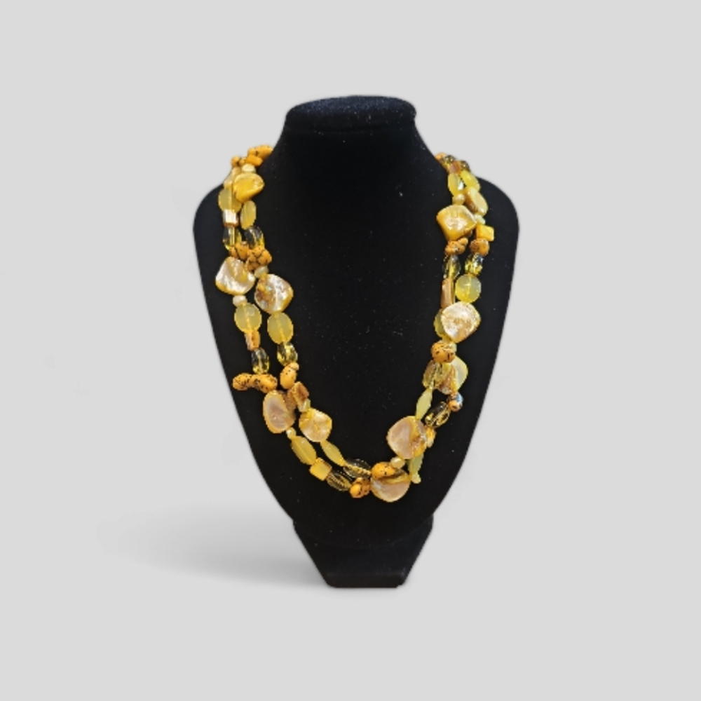 Vintage Two Strand Mix Gemstone Necklace.